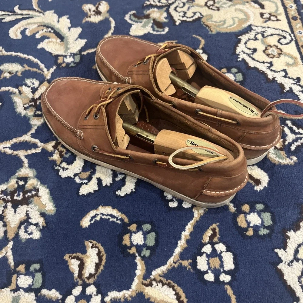 L.L Bean Size 13 D Leather Classic Camp Moc Deck Boat Shoe Brown  Mens